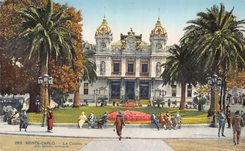 B070 Monaco Monte Carlo Casino People Vintage Postkarte