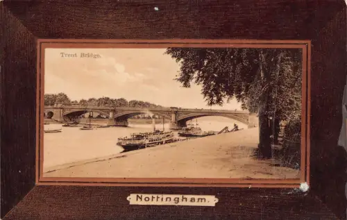 L245 England Nottingham Trent Bridge Dampfschiff Holzrahmenoptik Postkarte