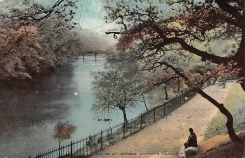 L247 Schottland Kelvin im Botanischen Garten Glagsgow Vintage Postkarte