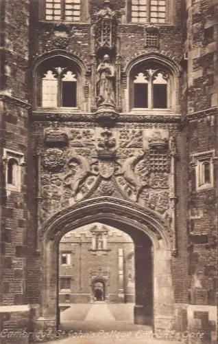 L246 England Cambridge St John's College Eingangstor Vintage Postkarte
