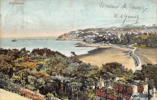 L247 England 1904 Clevedon Beach Vintage Postkarte