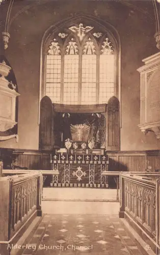 L247 England Alderley Church Interior Chancel Vintage Postkarte
