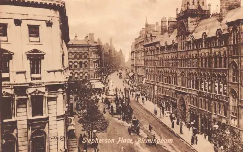 L245 England Stephenson Place Birmingham Carriage Shops Vintage Postkarte