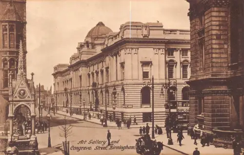 L245 England Art Gallery Congreve Street Birmingham Kutsche Vintage Postkarte