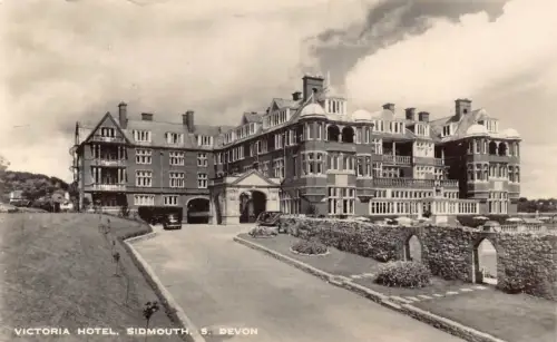 L242 England 1955 Sidmouth Devon Victoria Hotel Vintage Postkarte