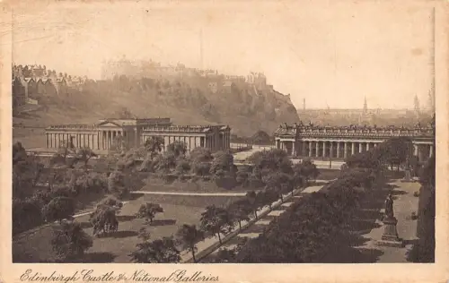 L242 Schottland Edinburgh Castle and National Galleries Vintage Postkarte