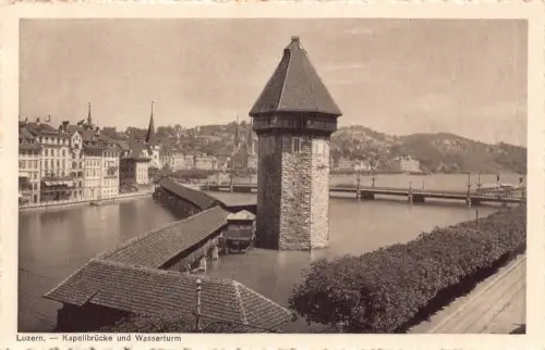 A187 Schweiz Luzern Kapellbrücke Kapellbrücke und Wasserturm AK