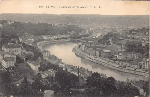 A188 Frankreich Lyon Panorama sur la Saone Vintage Postkarte