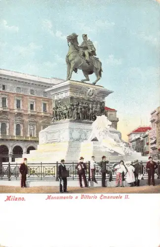 A190 Italien Mailand Milano Denkmal von Vittorio Emanuele II Vintage Postkarte