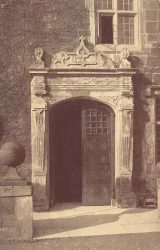 A022 England Jacobean Doorway Lygon Arms Broadway Vintage Postkarte