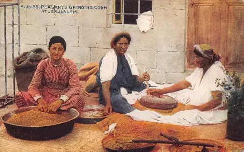 L285 Israel Bauern mahlen Mais bei Jetusalem Mais Vintage Postkarte