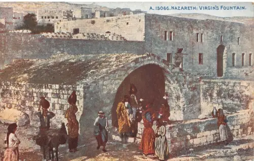 L285 Israel Nazareth Jungfrau Brunnen Vasen auf Kopf Menschen Vintage Postkarte
