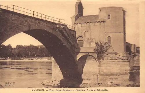 A825 Frankreich Avignon Pont Saint Benezet Brücke Kapelle Vintage Postkarte