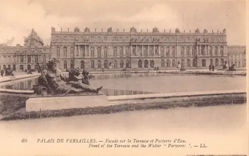 A825 Frankreich Versailles Front der Terrasse und Walter Parterres alte Postkarte