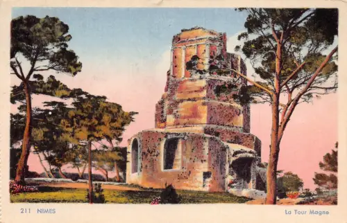 A825 Frankreich Nîmes Tour Magne Turm Vintage Postkarte