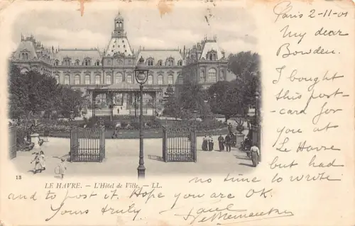 A826 Frankreich 1901 Le Havre L'Hotel de Ville Rathaus Vintage Postkarte