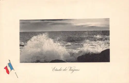 A826 Frankreich Etude de Vagues Wellen Meeresflagge Passepartout Vintage Postkarte