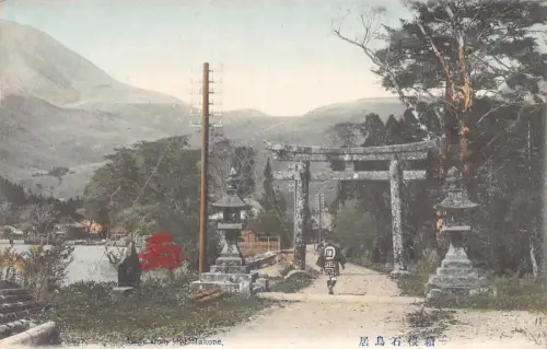 L275 Japan Lako vom Hakone Schrein Torii Tor Vintage Postkarte