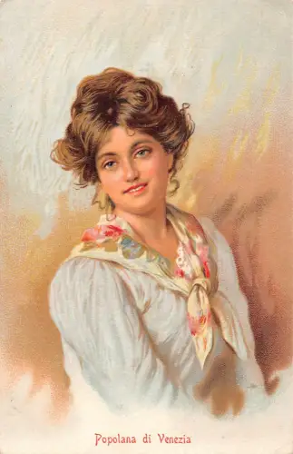 L532 Italien Glamour Lady Portrait Popolana di Venezia Venedig Vintage Postkarte