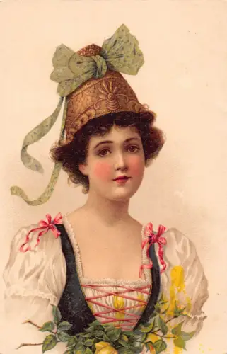 L532 Griechenland Griechische Jungfrau Tracht Vintage Postkarte