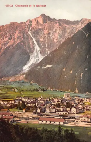 A025 Schweiz Chamonix et le Brevent Wasserfall Berg Vintage Postkarte