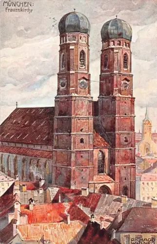A019 Deutschland München Frauenkirche Gemälde signiert Richard Wagner AK