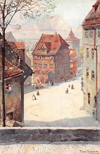 A019 Deutschland Nürnberg Albrecht Dürerhaus Gemälde signiert F Schmidt AK