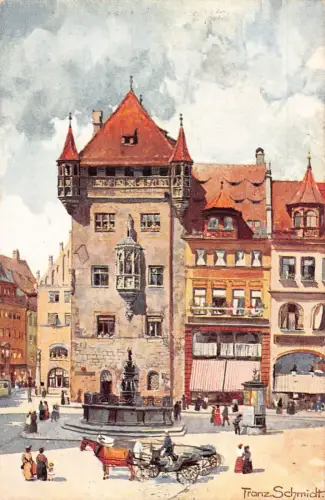 A019 Deutschland Nürnberg Nassauerhaus Gemälde signiert Franz Schmidt AK