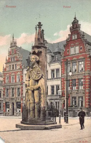 A019 Deutschland Bremen Roland Statue Vintage Postkarte