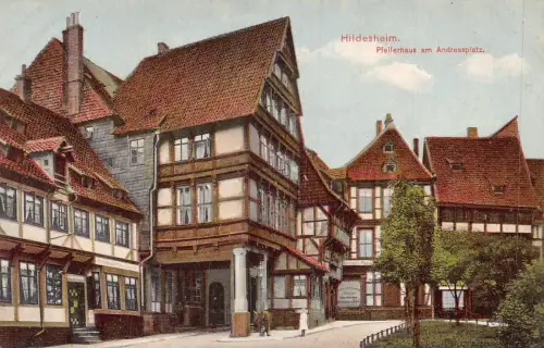 A020 Deutschland Hildesheim Pfeiferhaus am Andreasplatz Vintage Postkarte