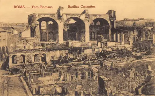 A017 Italien Rom Forum Romanum Basilika Konstantina Vintage Postkarte