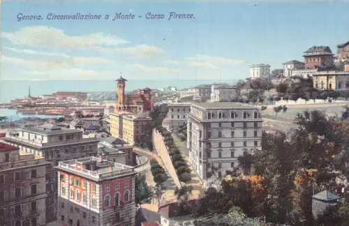 A017 Italien Genua Circonvallazione a Monte Corso Firenze Vintage Postkarte
