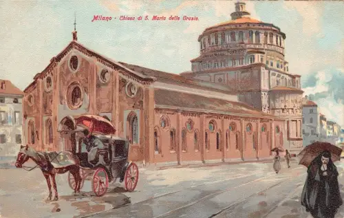 A018 Italien Mailand Chiesa di S Maria delle Grazie Kirche Vintage Postkarte
