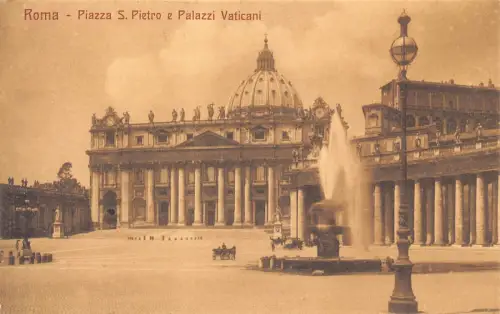 A017 Italien Rom Vatikan Piazza S Pietro e Palazzi Vaticani Brunnen Postkarte
