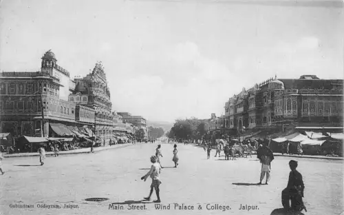 A024 Indien Main Street Wind Palace College Jaipur Vintage Postkarte