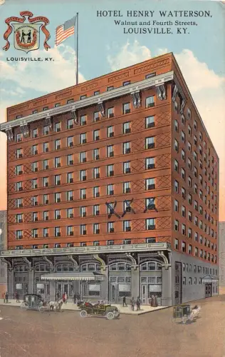 A025 US Louisville Kentucky Hotel Henry Watterson Walnut, Fourth St Auto Postkarte