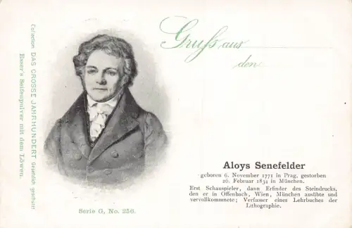 L415 Aloys Senefelder deutscher Schauspieler Erfinder der Lithographie Druck Postkarte