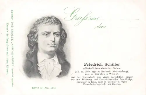 L415 Friedrich Schiller Deutscher Dramatiker Dichter Philosoph Historiker Postkarte