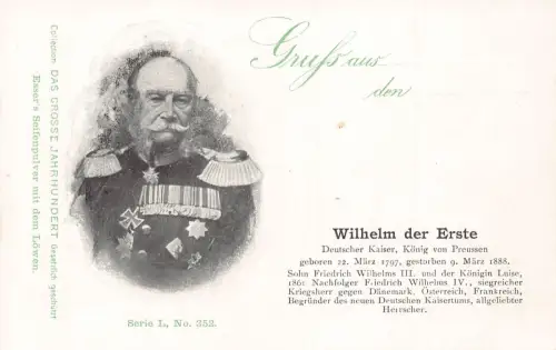 L415 Deutsches Königtum Adel Kaiser Wilhelm I alte Postkarte