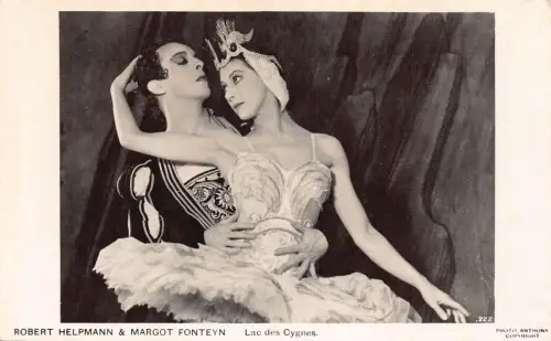 A828 Theater Robert Helpmann und Margot Fonteyn Schwanensee RPPC Postkarte