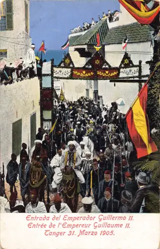 A830 Königtum Kaiser Wilhelm II Besuch in Tanger Marokko 1905 alte Postkarte