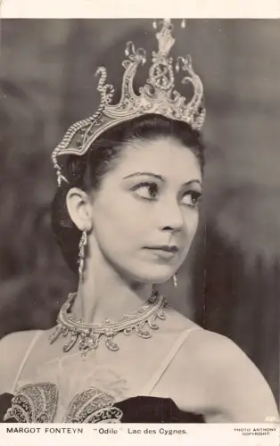 A830 Edwardianische britische Ballerina Margot Fonteyn Odile Schwanensee RPPC Postkarte