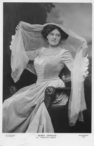 A830 Edwardianische britische Schauspielerin Moira Creegan in Twelfth Night RPPC Postkarte