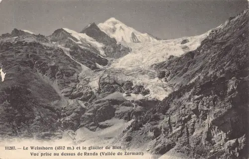 L100 Schweiz Le Weisshorn Glacier de Bies Berggipfel Vintage Postkarte