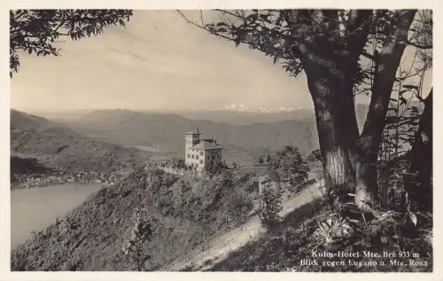 L099 Schweiz Kulm Hotel Lugano Blick Berg Bre Vintage Postkarte