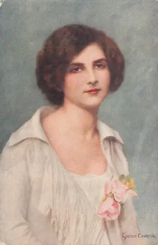 L532 Kunstportrait der Augen einer Dame von Gustave Courtois Vintage Postkarte