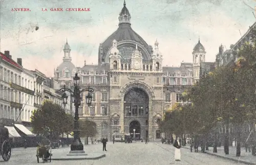 L116 Belgien Anvers Antwerpen Hauptbahnhof Vintage Postkarte