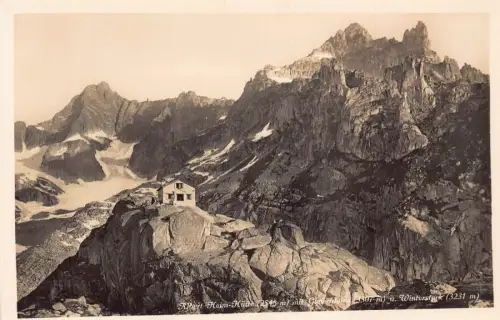 L099 Schweiz Albert Heim Huette Lodge Berggipfel Vintage Postkarte