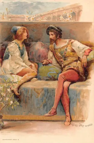 Theaterstück Zwölfte Nacht William Shakespeare Viola und der Herzog Postkarte B919