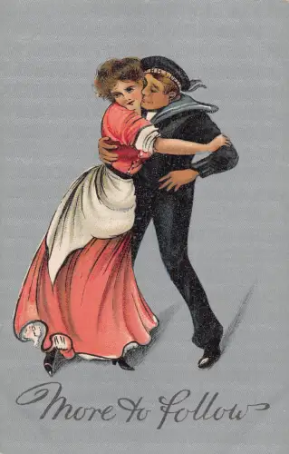 Love Romance More to Follow Lady Rejects Navy Sailor Vintage Postkarte B919